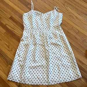 J. Crew white rockabilly summer dress with black polka dots